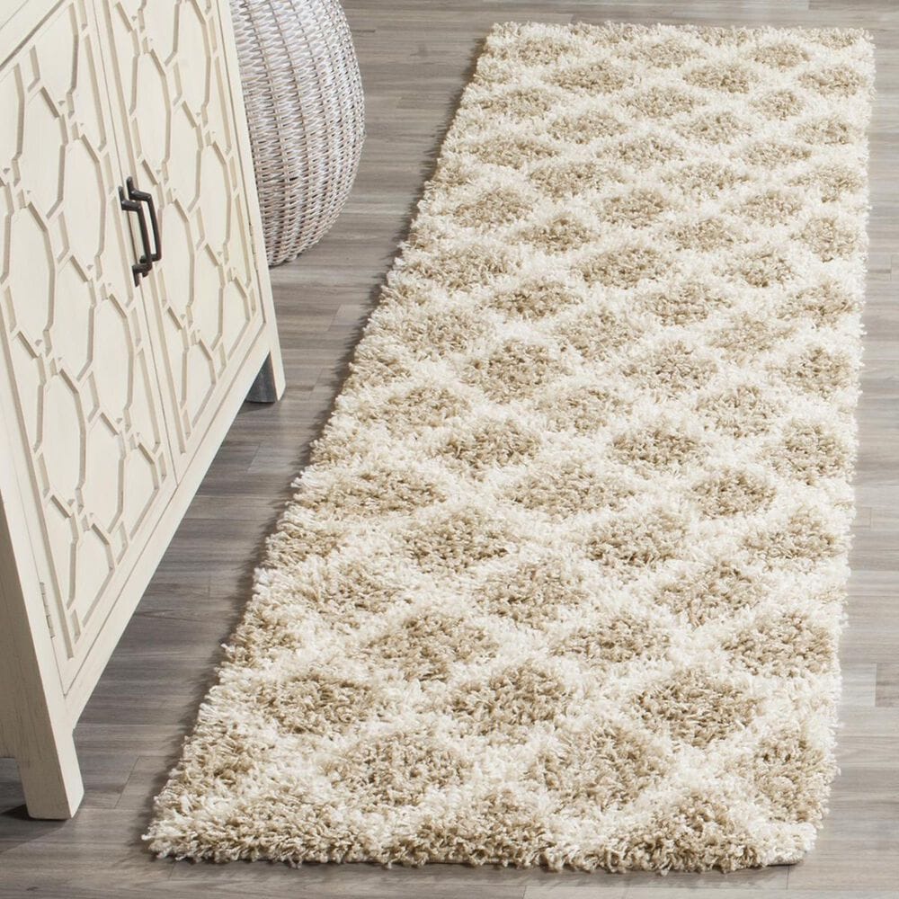 Safavieh Dallas Shag SGD258D-210 2"3" x 10" Beige/Ivory Runner, , large