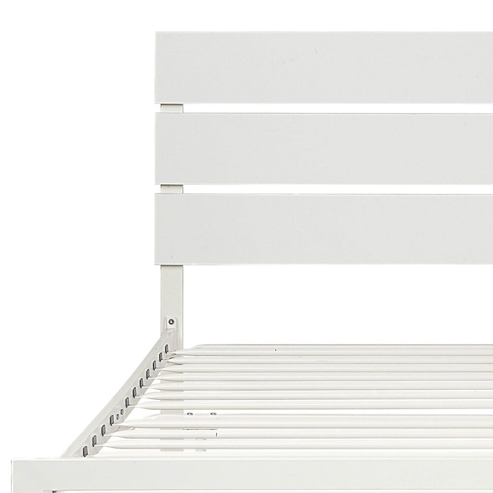 Hearth and Haven Queen Platform Bed with Slat Headboard in White, , large