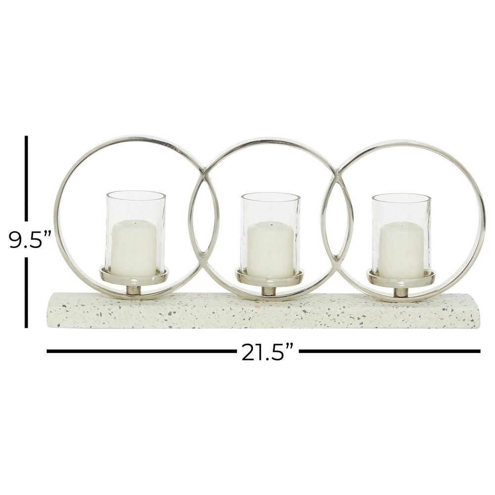 Maple and Jade Candle Holder Centerpiece in White and Silver, , large
