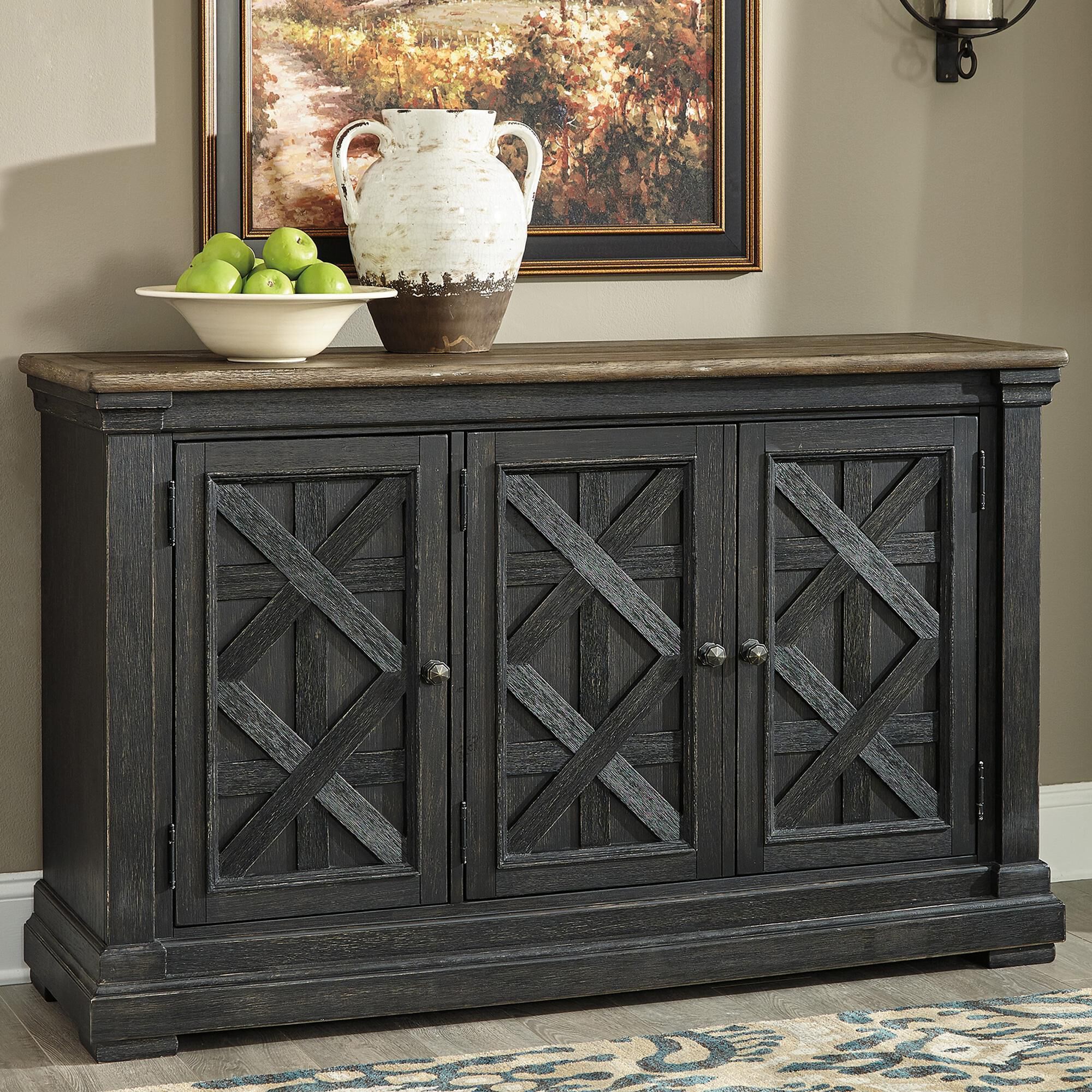 Ashley Tyler Creek Dining Room Server in Black and Gray