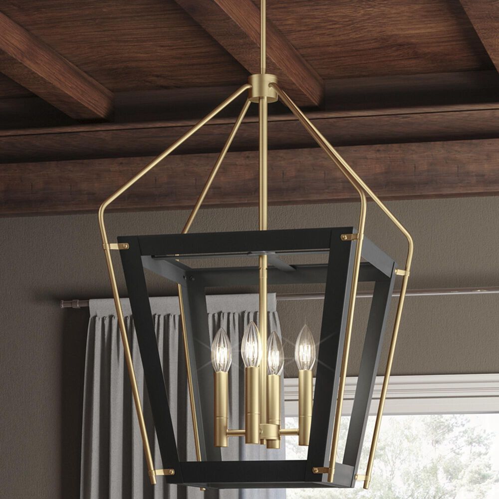 Quoizel Abbeville 4-Light Pendant Ceiling Light in Earth Black and Gold, , large