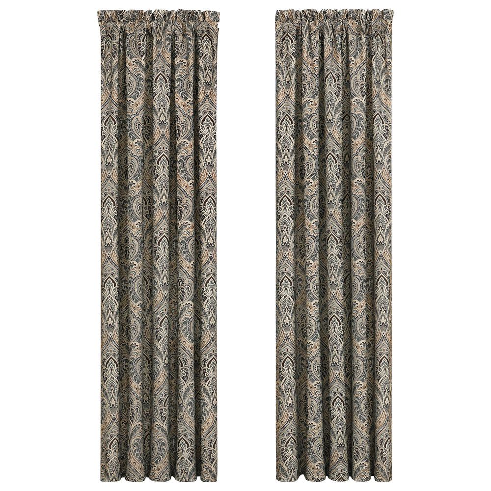 J. Queen New York Maren 100" x 84" Window Panel Pair in Antique Gold, Beige and Chocolate, , large