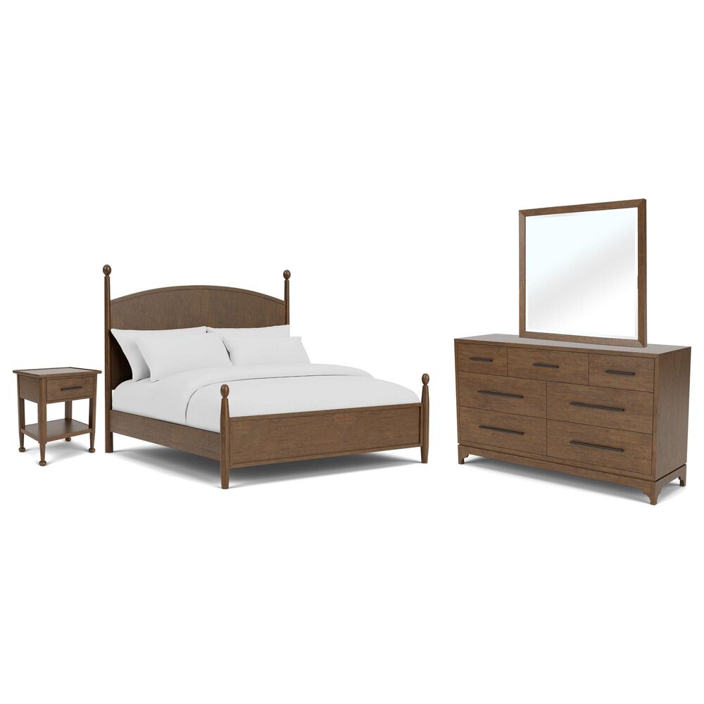 Riverside Furniture Calhoun 4-Piece King Panel Bedroom Set in Whiskey Oak, , large