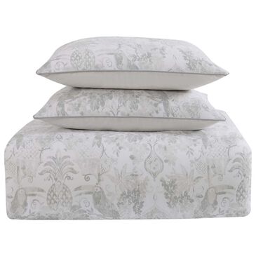 Pem America Tropical Plantation 3-Piece Full/Queen Toile Duvet Set in Grey and White, , large