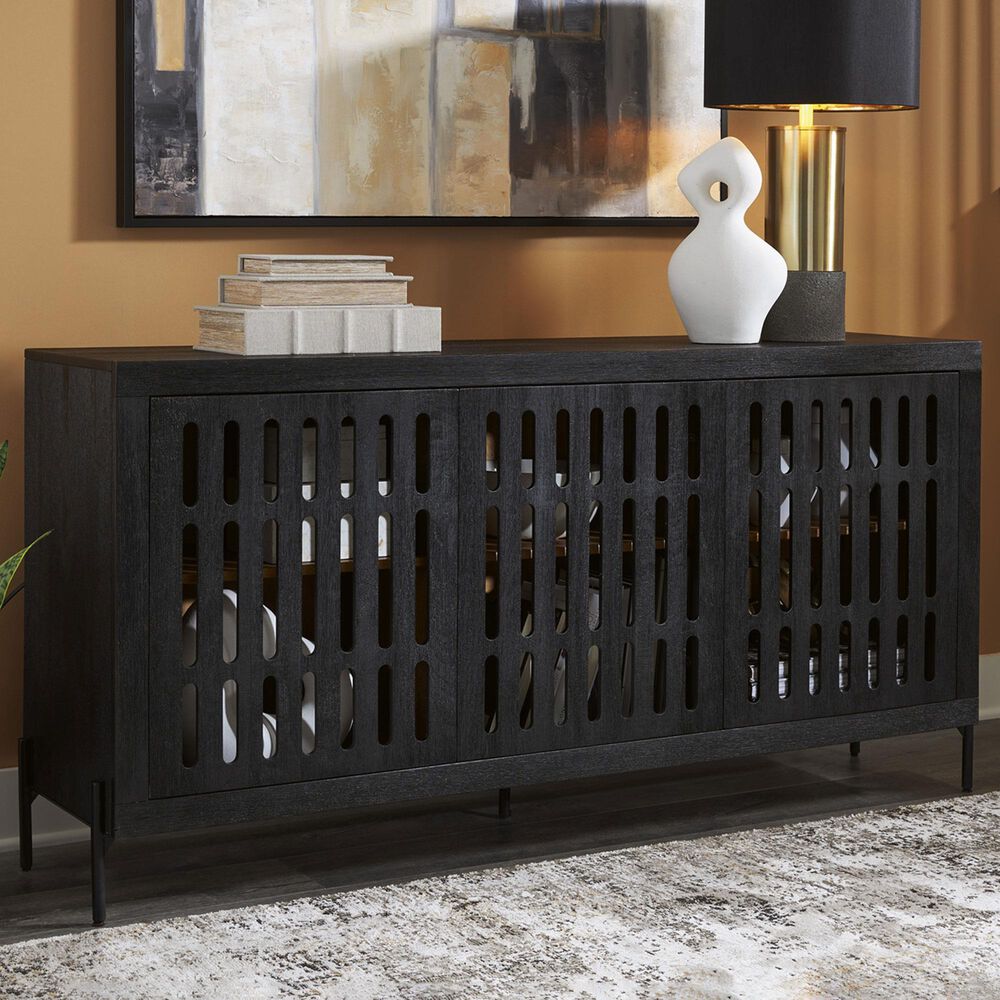 Ashley Vallisburg Accent Cabinet in Black and Natural, , large