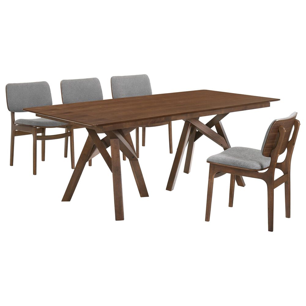 Blue River Cortina and Lima 5-Piece Rectangle Dining Set in Walnut, , large