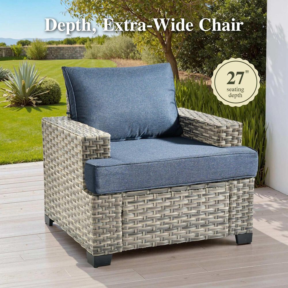 HOMLUX 7-Piece Modular Patio Conversation Set in Denim Blue, , large
