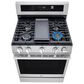 LG 2-Piece Kitchen Package with 6.3 Cu. Ft. Smart Freestanding Gas Range and 2.1 Cu. Ft. Smart Over-the-Range Microwave in Printproof Stainless Steel, , large