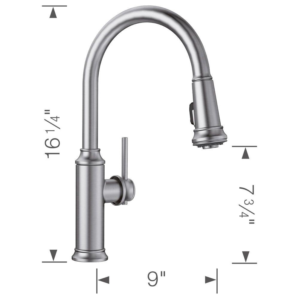 Blanco Empressa Pull-Down Kitchen Faucet 1.5 GPM in PVD Steel, , large