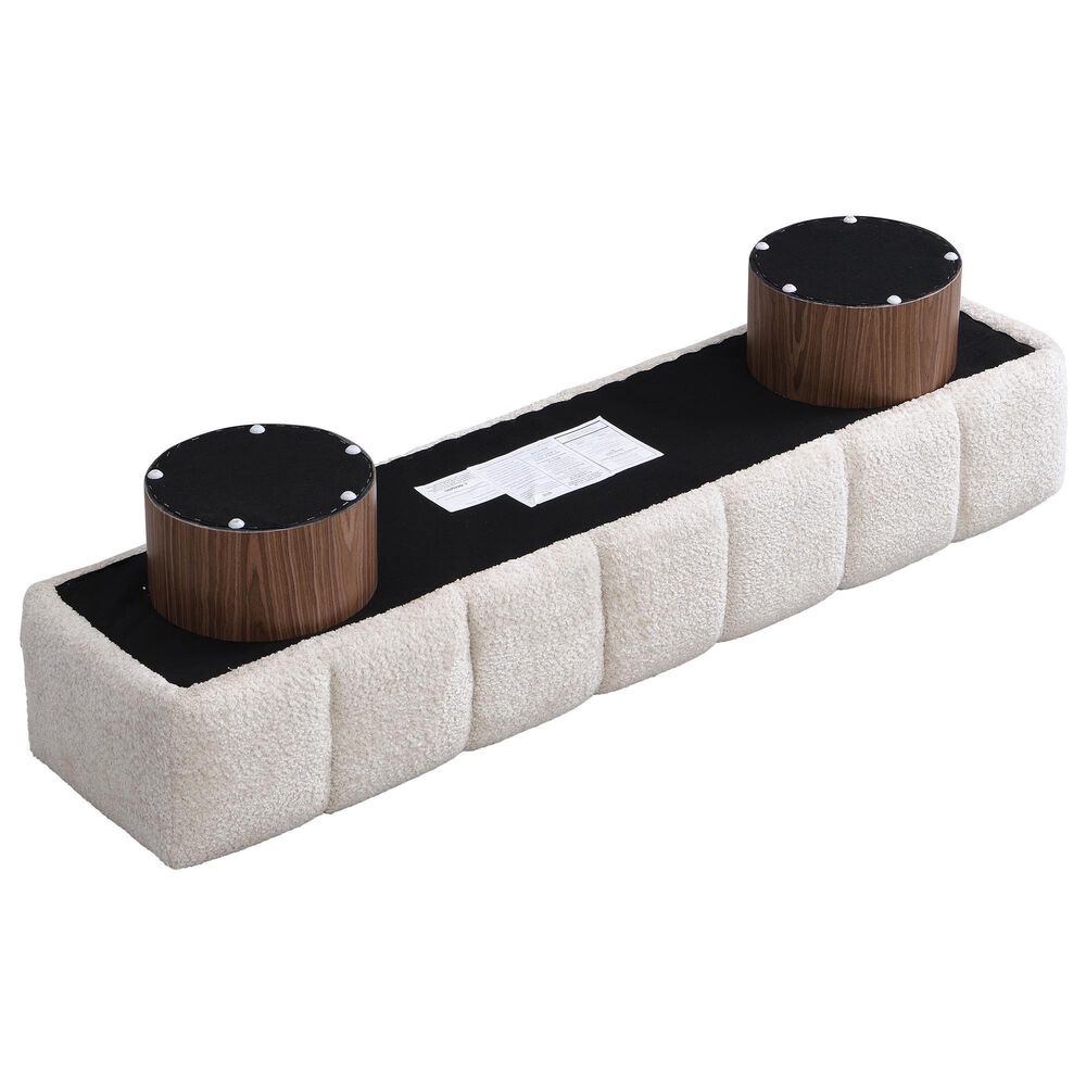 Hearth and Haven 64" Upholstered Dining Bench with Feet Pads in Beige, , large