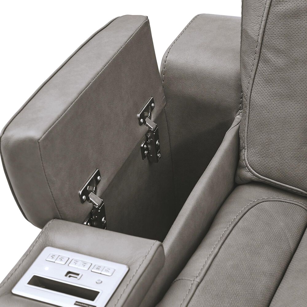 Ashley The Man-Den Power Reclining Loveseat/Console/Adjustable Headrest in Gray, , large