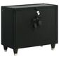 Pacific Landing Lorient 3 Piece Queen Wingback Bedroom Set with Fireplace in Black Velvet, , large
