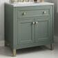 James Martin Vanities Chicago 30" Single Bathroom Vanity in Smokey Celadon with 3 cm Ethereal Noctis Quartz Top and Rectangular Sink, , large