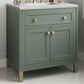 James Martin Vanities Chicago 30" Single Bathroom Vanity in Smokey Celadon with 3 cm Ethereal Noctis Quartz Top and Rectangular Sink, , large
