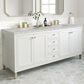 James Martin Vanities Chicago 72" Double Bathroom Vanity in Glossy White with 3 cm Victorian Silver Quartz Top, Rectangular Sinks and FreePower Wireless Charger, , large