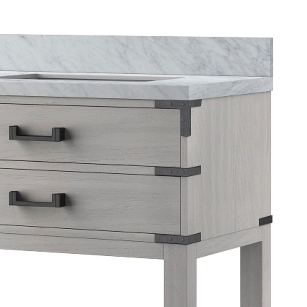Lexora Home Norwalk 80&quot; Double Bathroom Vanity in White Oak with White Carrara Marble Top  and Rectangle Sink, , large