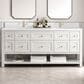 James Martin Vanities Breckenridge 72" Double Bathroom Vanity in Bright White with Single Hole 3 cm White Zeus Quartz Top and Rectangular Sinks, , large