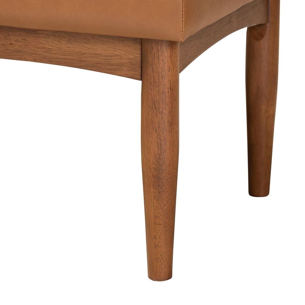 Baxton Studio Sanford Dining Bench with Tan Cushion in Walnut Brown, , large