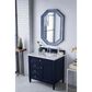 James Martin Vanities Brittany 36" Single Bathroom Vanity in Victory Blue with 3 cm Carrara White Marble Top and Rectangle Sink, , large