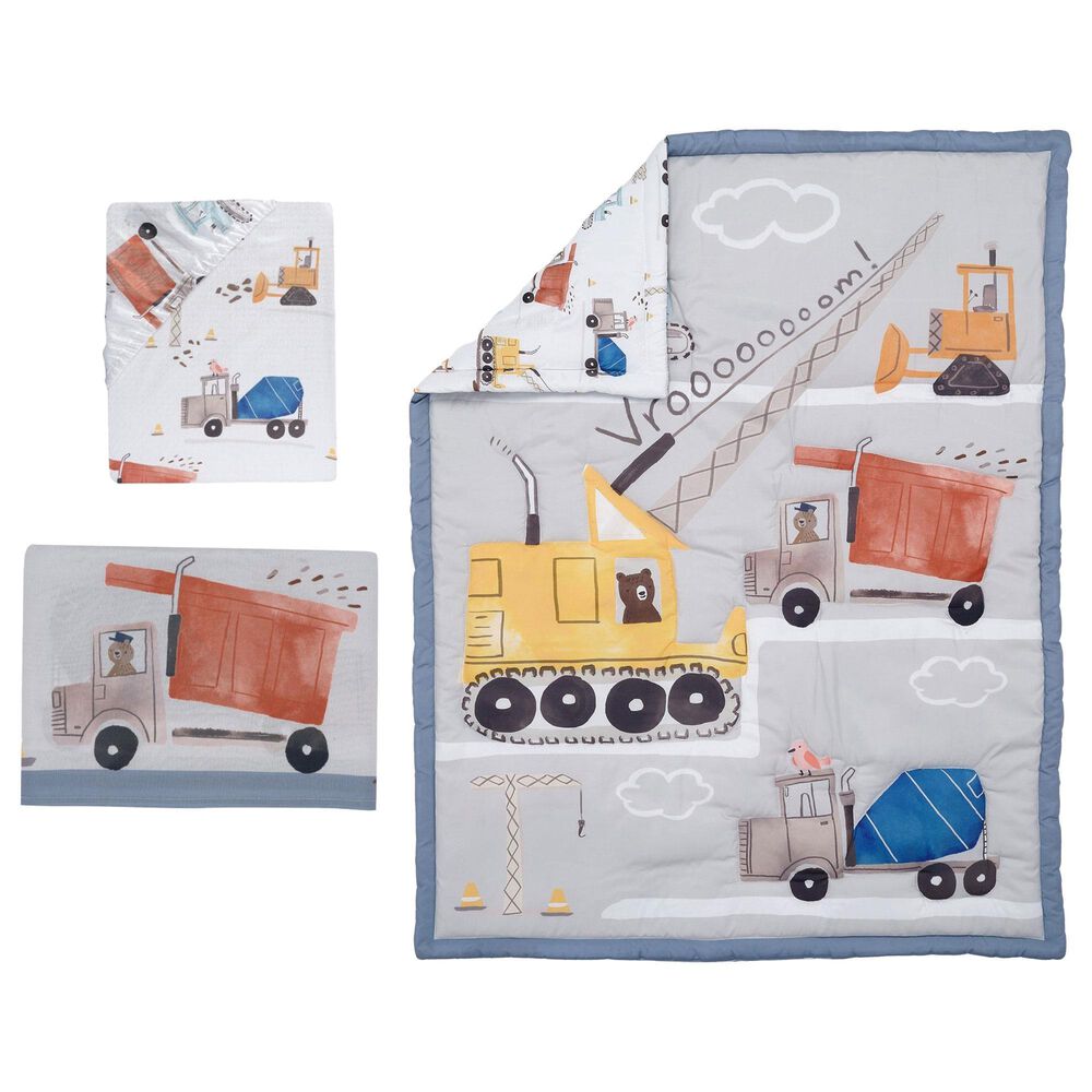 Lambs and Ivy Construction Zone 3-Piece Crib Bedding Set in Blue, Yellow, White and Red, , large