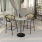 Leisuremod LeisureMod Verve Collection Modern Bar Height Table Black Base with 27 Round Light Natural Wood MDF Top, , large