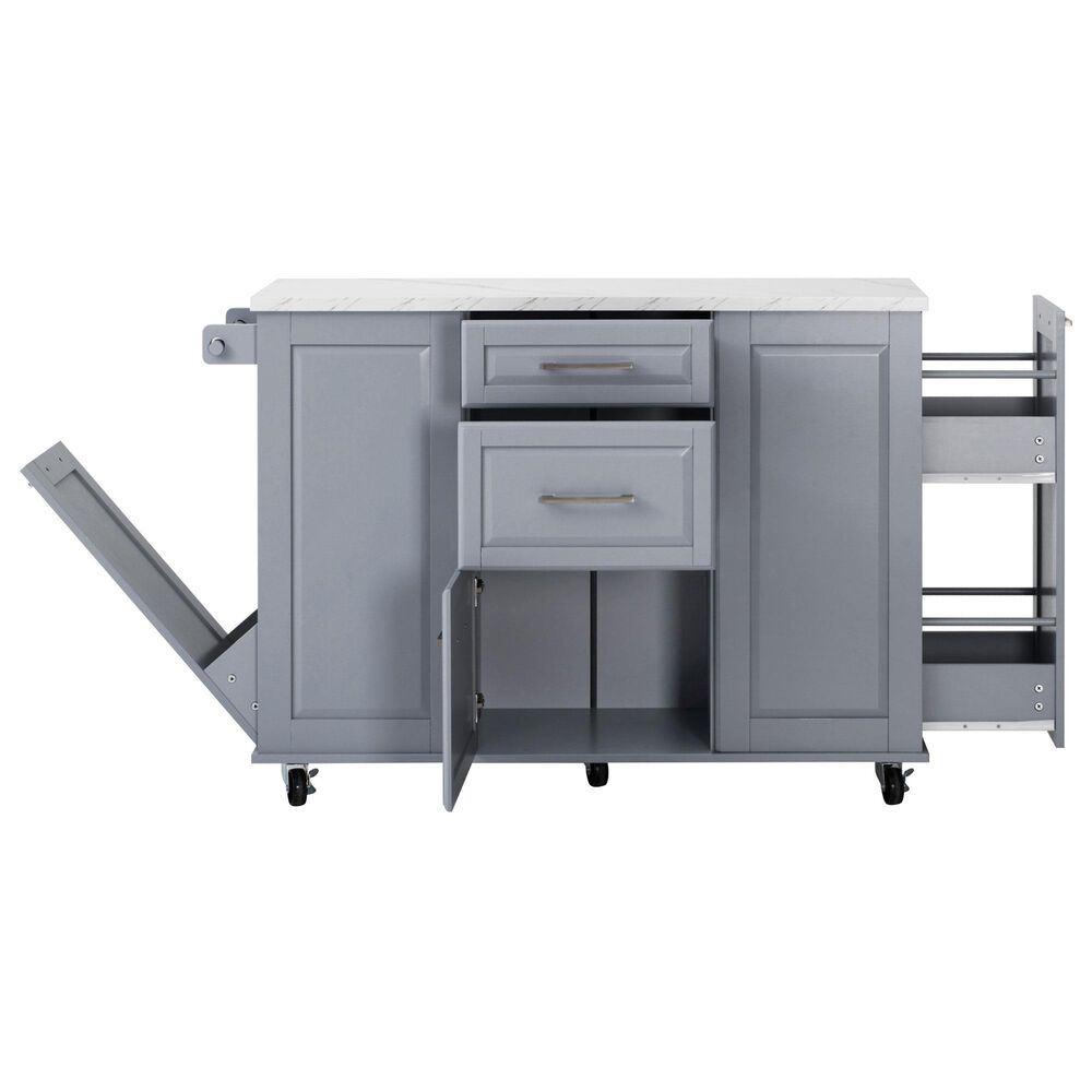 HOMLUX 51" Kitchen Island with Tilt Trash Can Cabinet in Grey, , large