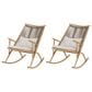 Hearth and Haven Outdoor Rocking Chair with PE Rattan Backrest in Gray (Set of 2), , large