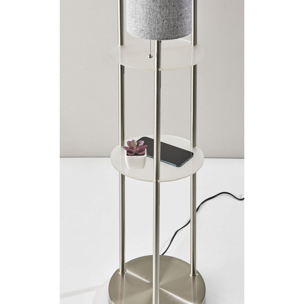 Adesso Trio Shelf Floor Lamp in Brushed Steel, , large