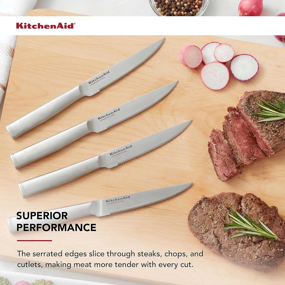 KitchenAid Gourmet 4-Piece Steak Knife Set in Stainless Steel, , large