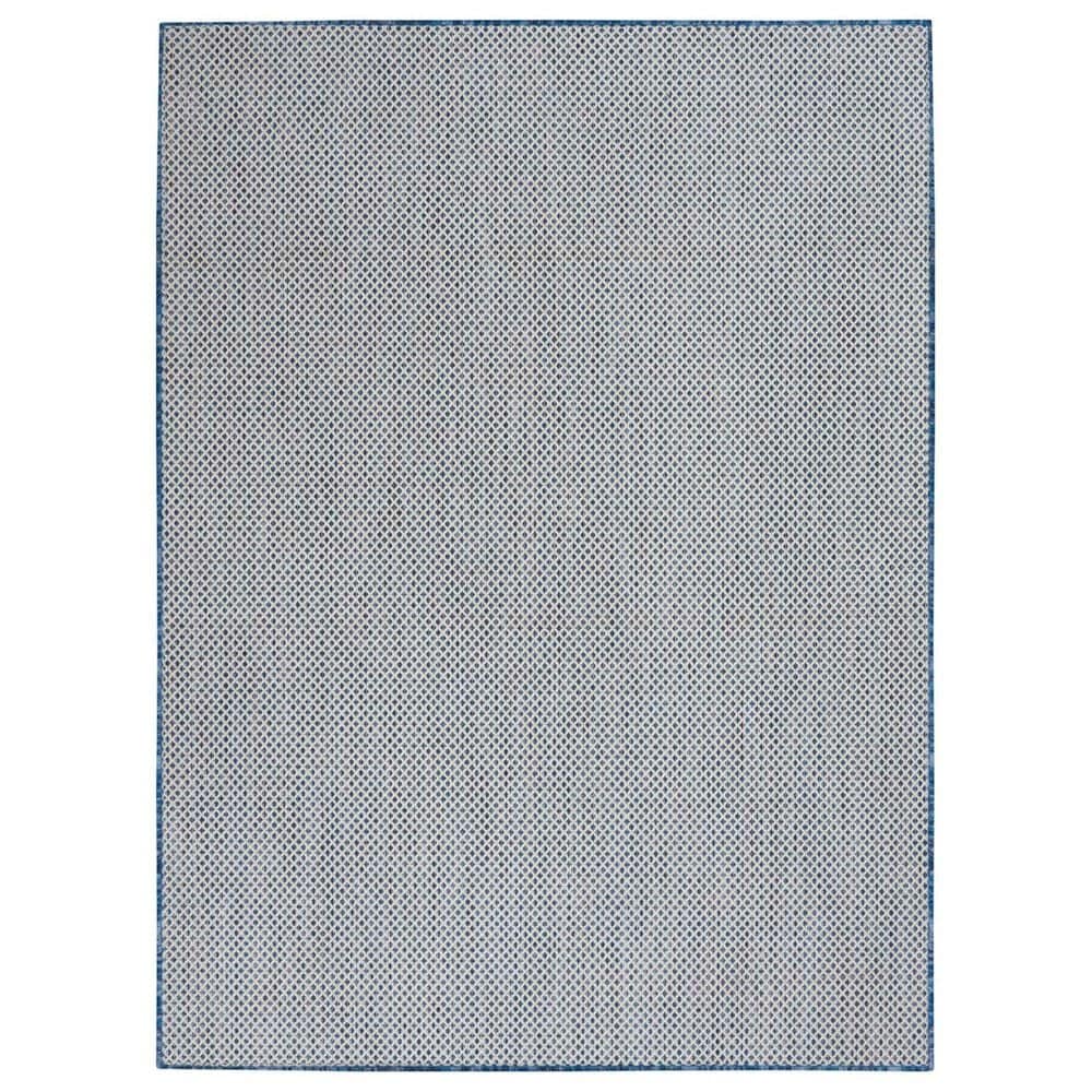 Nourison Courtyard Ivory and Blue 6&#39; x 9&#39; Indoor/Outdoor Area Rug, , large