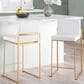 Lumisource Fuji High Back Counter Stool with White Velvet Cushion in Gold (Set of 2), , large