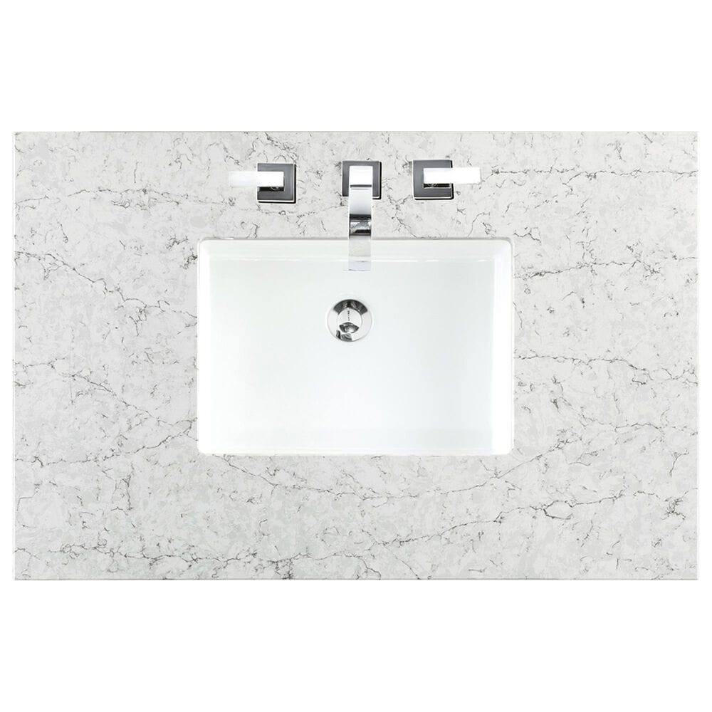 James Martin Vanities Lorelai 36&quot; Single Vanity in Bright White with 3 cm Eternal Jasmine Pearl Quartz Top, , large