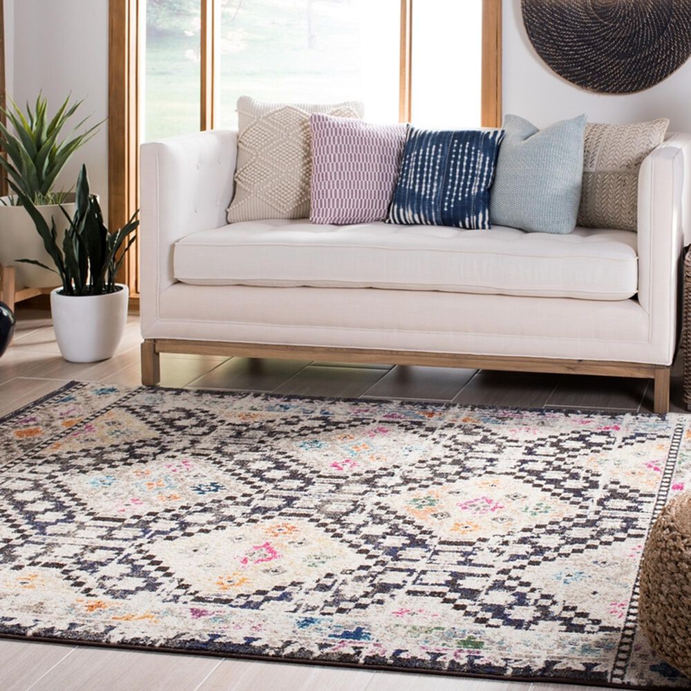 Safavieh Madison MAD418Z 5&#39;3&quot; x 7&#39;6&quot; Black and Yellow Area Rug, , large