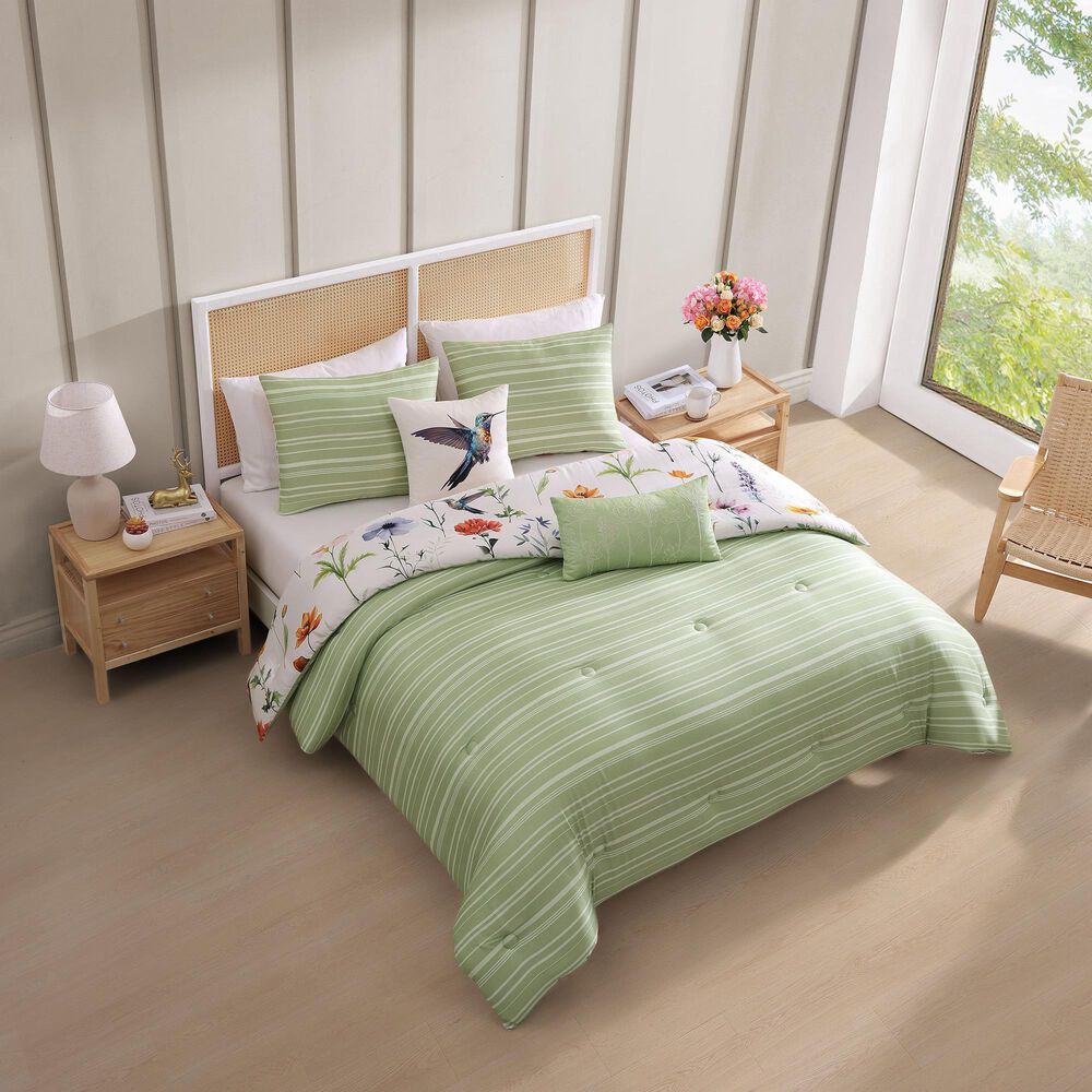 BEBEJAN Fresh Cut Flowers 5-Piece King Comforter Set in White, , large