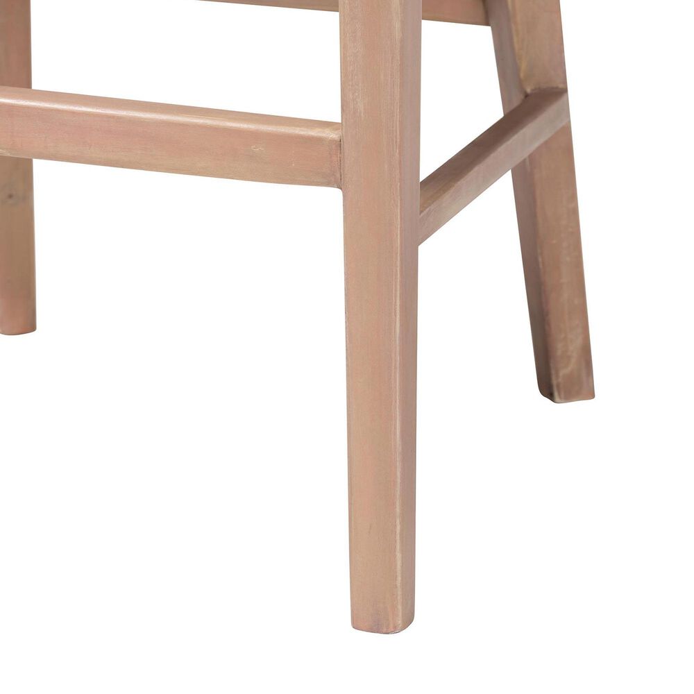 Baxton Studio Papua Counter Stool in Antique White Wash and Light brown, , large