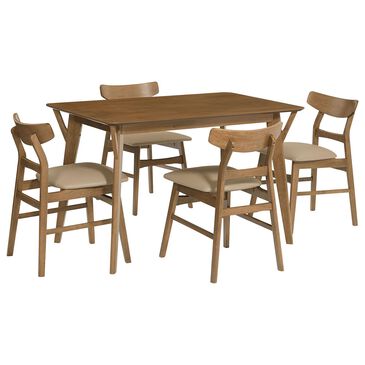 Tiddal Home Marlow 5-Piece Rectangular Dining Set in Toffee, , large