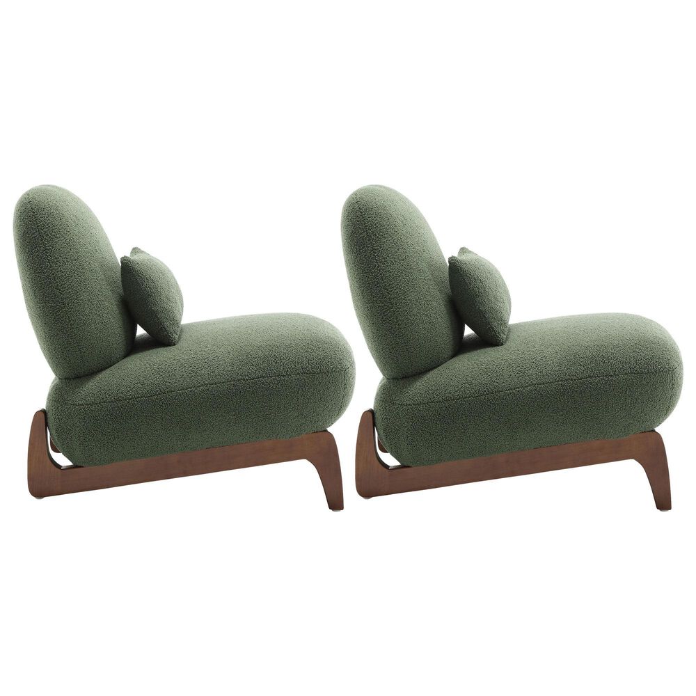 Morden Fort Cloud Boucle Armless Chair in Green (Set of 2), , large