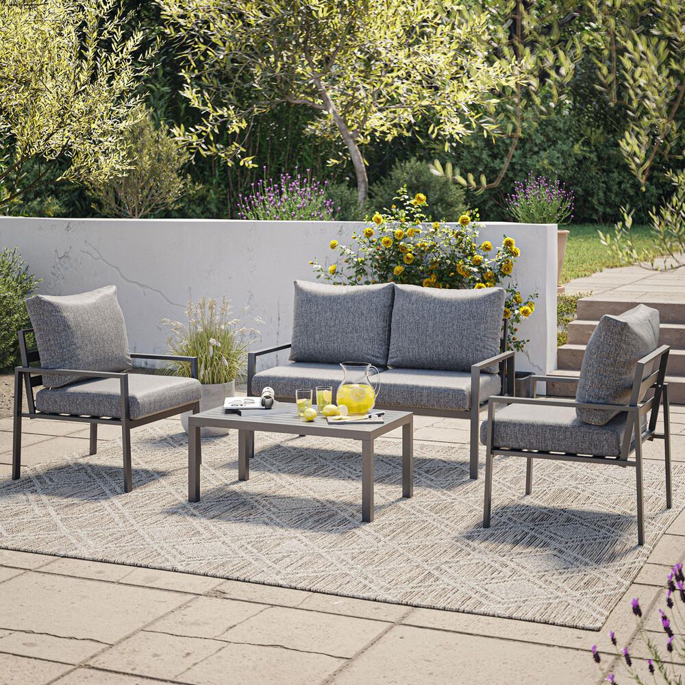 CorLiving Eden 4-Piece Patio Conversation Set in Grey, , large