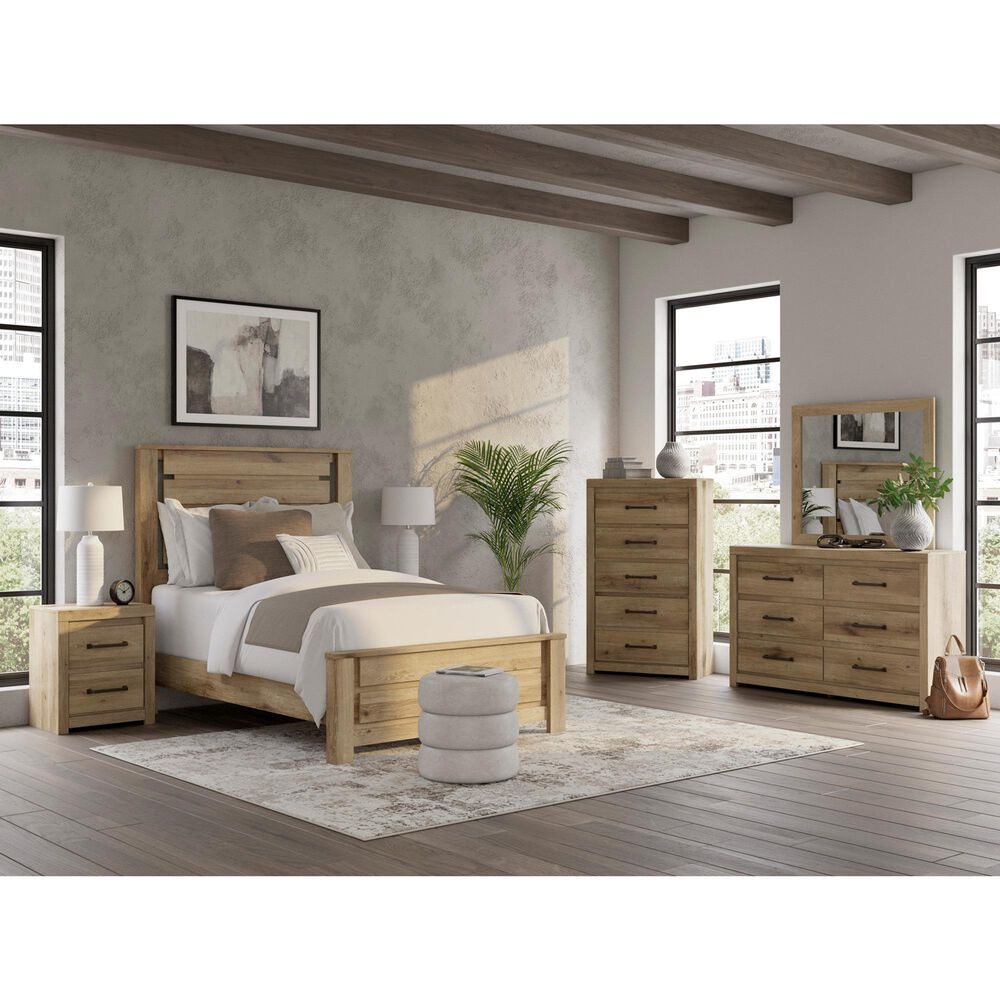 Ashley Brozmont Full Panel Platform Bed in Tan, , large