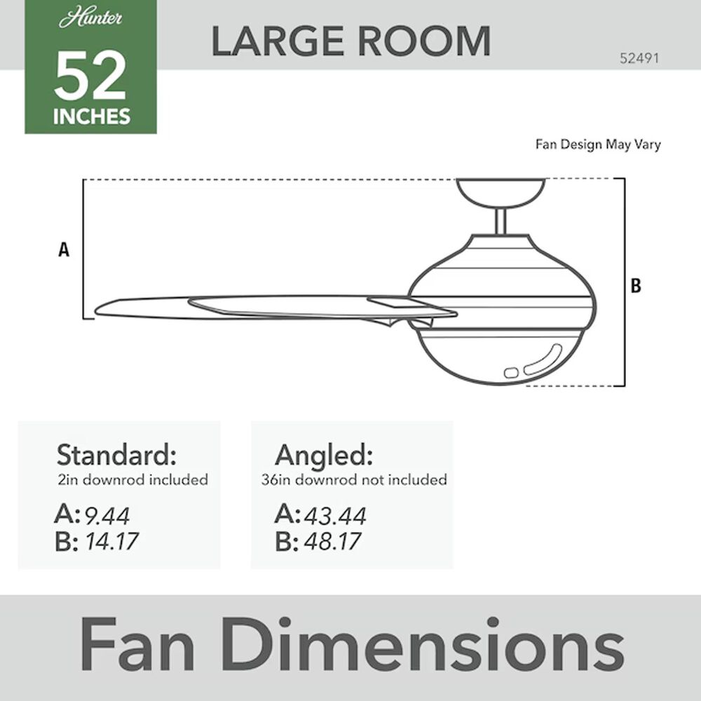 Hunter Bardot 52&quot; LED Indoor Ceiling Fan with Light in Matte Black, , large