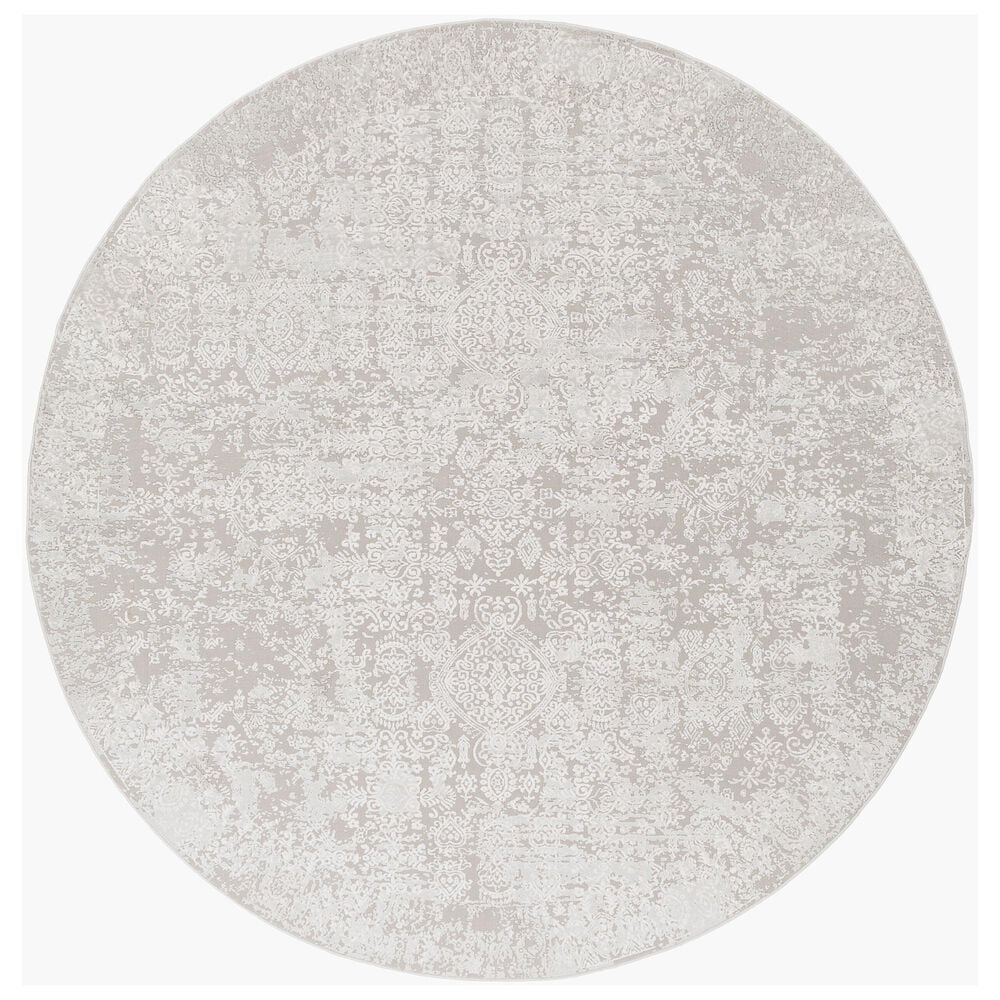 Surya Aisha AIS-2306 5"3" Round Light Gray and Off-White Area Rug, , large
