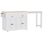 HOMLUX 75" Kitchen Island with Extendable Dining Table in White, , large