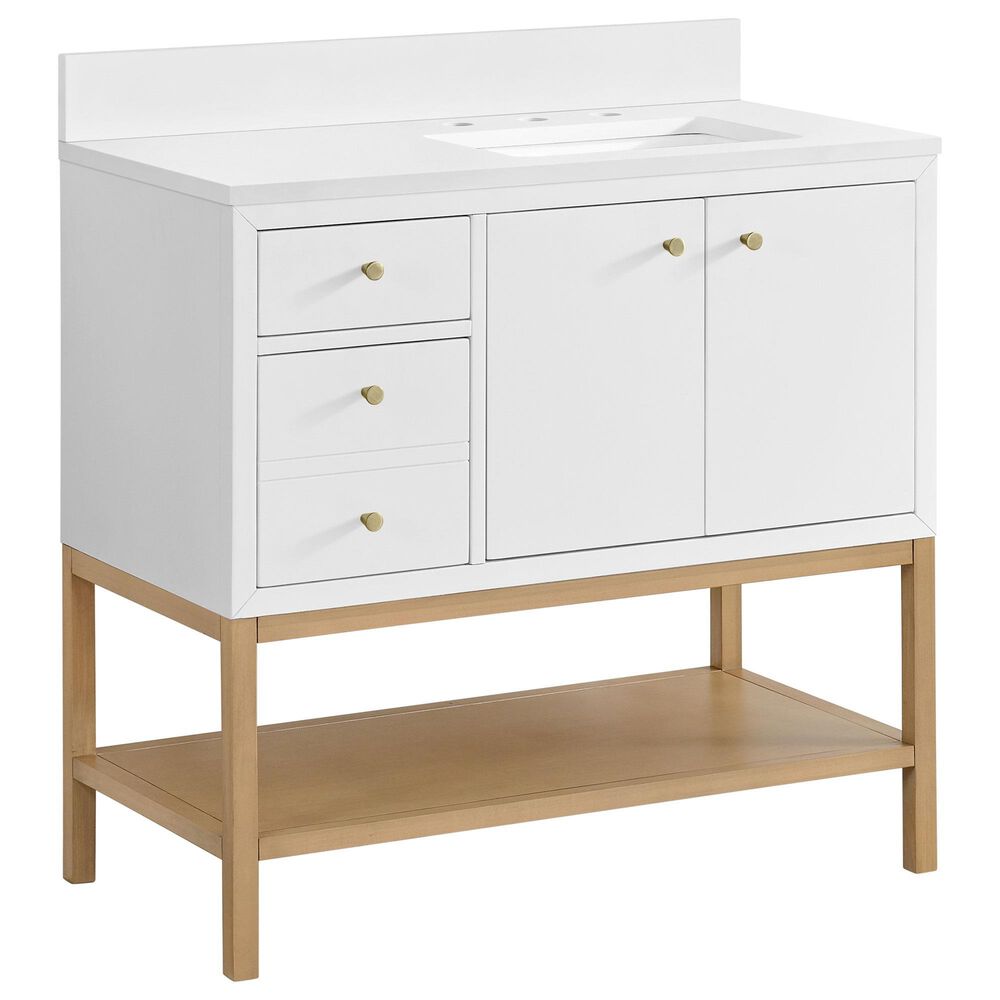 37B Isadore 36" Single Bathroom Vanity Cabinet in Bright White and White Composite Stone Top and Backsplash, , large