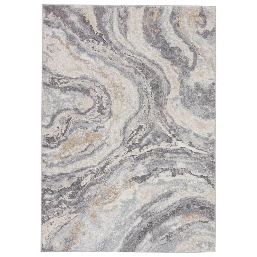 Jaipur Ferris Turtledove, Gargoyle, Frost Gray, Cloud Dancer and White Pepper 8" x 10" Area Rug, , large