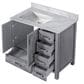 Lexora Home Jacques 36" Left Offset Single Bathroom Vanity in Distressed Grey with 2 cm White Carrara Marble Top and Rectangular Sink, , large