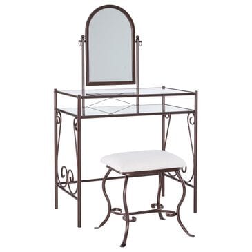 Linon Home Decor Clarisse Vanity with Stool in Bronze, , large