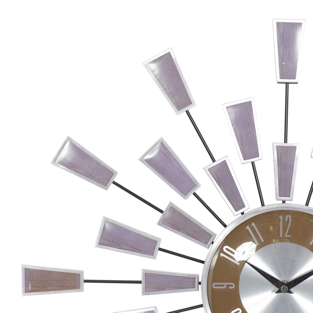 Maple and Jade Wall Clock in Silver and Black, , large