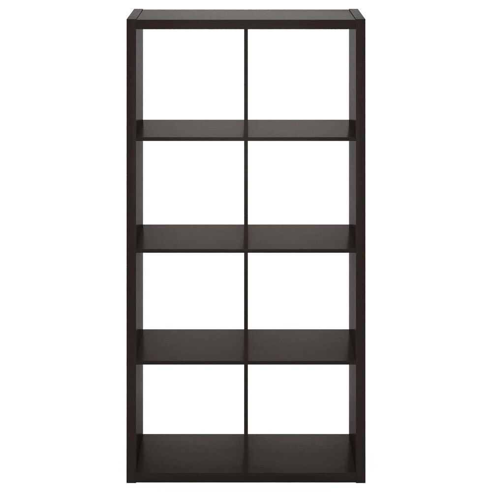 HOMLUX 8-Cube Reversible Open Back Bookshelf in Dark Oak, , large