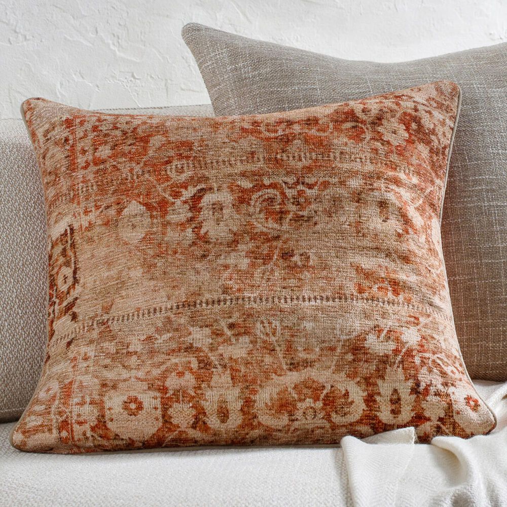 Surya Nelly 20&quot; Square Throw Pillow in Light Wood, Camel, Natural, Clay, Pearl and Brick, , large