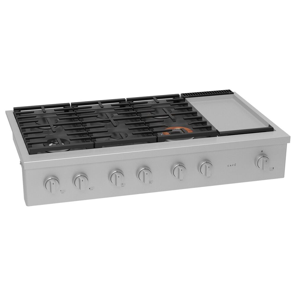 Cafe 48&quot; Natural Gas Rangetop with Integrated Griddle in Stainless Steel and Brushed Stainless, , large
